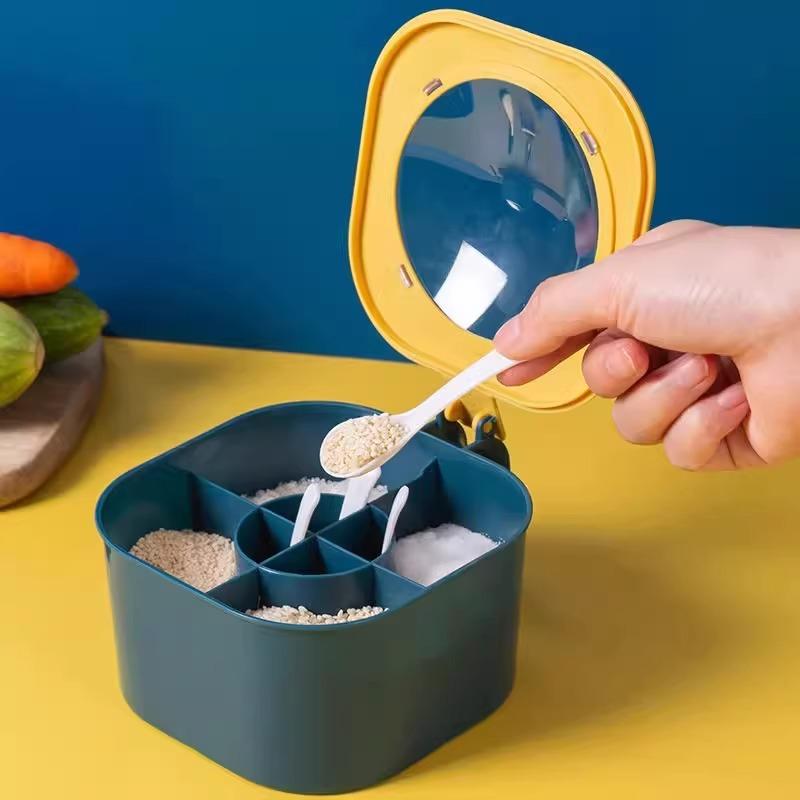 Multi-compartment Spice Box for Kitchen and Home Use