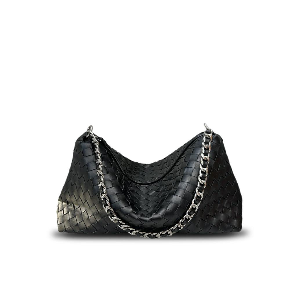 2026 Повседневная трансграничная новая сумка-ланчбокс плетеная портативная плечевая сумка-мессенджер на цепочке большой емкости высококлассная сумка женская 35*14*20 CM