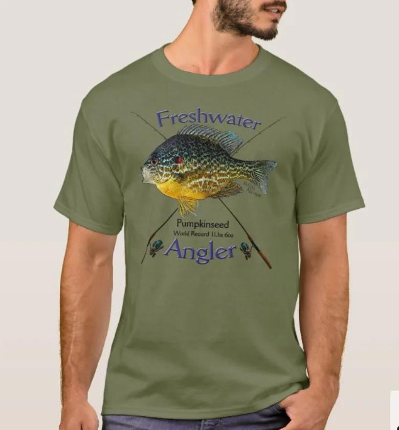 

Pumpkinseed Sunfish Freshwater Fishing Fisherman Angler Gift TShirt Summer Cotton Short Sleeve ONeck Mens T Shirt New S3XL 4XL