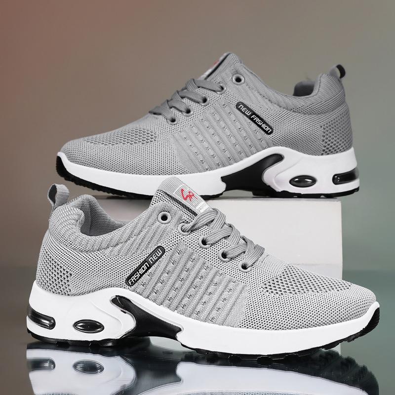 Buty Nowe męskie buty Latająca dzianina poduszka powietrzna buty na miękkiej podeszwie Trend modowy Oddychające codzienne sportowe buty męskie