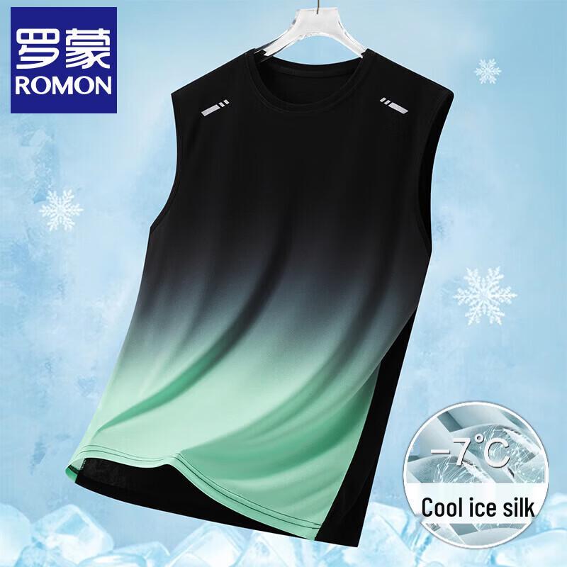 Luomeng Men s Gradient Ice Silk Sleeveless T-Shirt 5XL