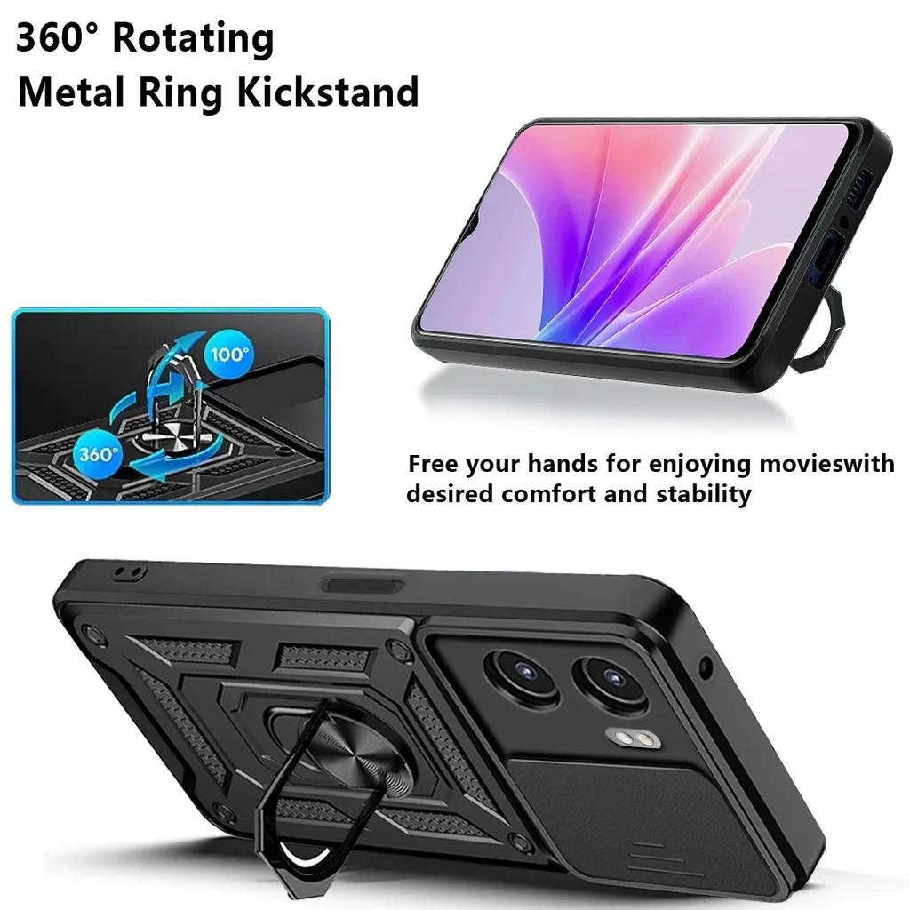 Ochranné puzdro pre OPPO RENO 12 11 Pro Realme GT 6T 5G C65 C67 C63 C53 A79 A78 A58 A60 Kryt s krúžkom Magnetický držiak Coque Fundas