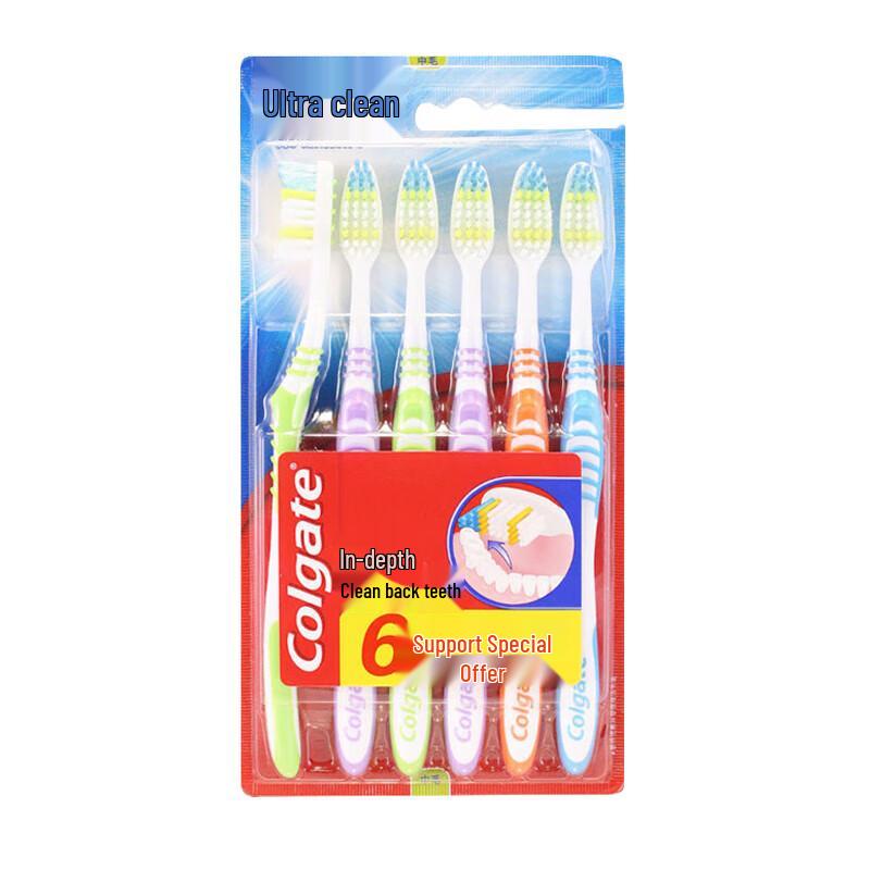 Colgate Super Clean Toothbrush, Medium Bristles, 6-Pack