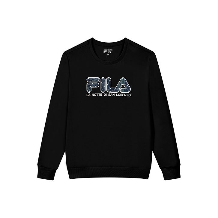 FILA Свитшот с принтом логотипа, повседневный, с круглым вырезом, мужской, черный F11M038210GBK M