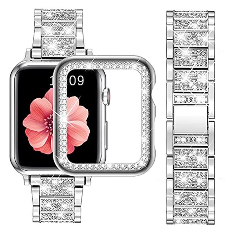 Hülle + Armband für Apple Watch Ultra 10 9 8 7 6 5 Armband iWatch 49mm 45mm 46mm 42mm 41mm Diamant Metallarmband Kunststoff Schutzhülle