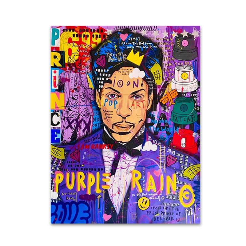 

Фиолетовый Дождь Принц Поп Граффити Искусство Холст Живопись Постеры и Принты Абстрактное Уличное Искусство Настенная Картина Домашнее Украшение Cuadros 60x80cm No Framed