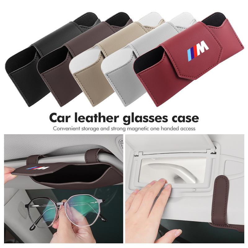 Magnetic Leather Car Sun Visor Glasses Storage Sunglasses Case Accessory For BMW E90 E60 E46 E39 F30 F10 E87 X3 X4 X5 X1 G30 G20