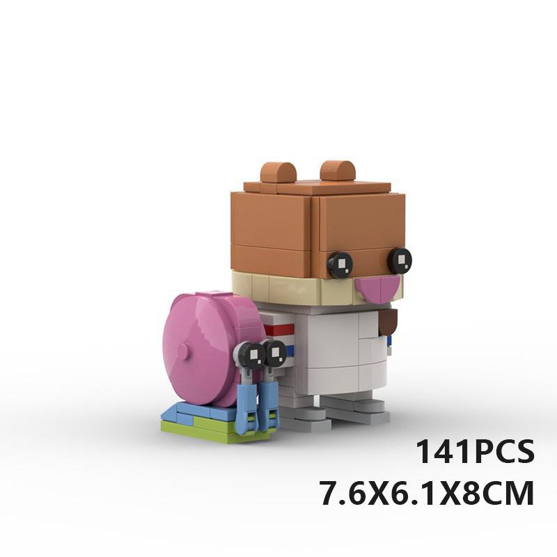 Domestic Building Block Compatible With Spongebob Squarepants Series Square Head Boy Children'S Educational Diy Assembly Set Gift