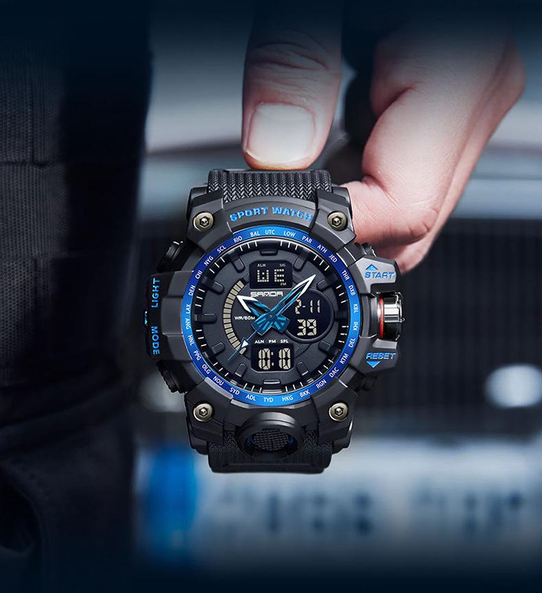 Sanda Men's Multifunctional Waterproof Luminous Sports Watch