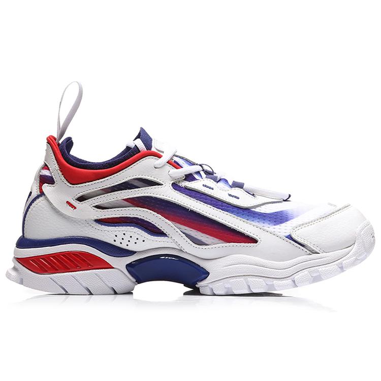 Li Ning Aurora Skyline Cushioning Slip Resistant Mid Top Chunky Sneakers Mens White Blue Red AGLN235-2