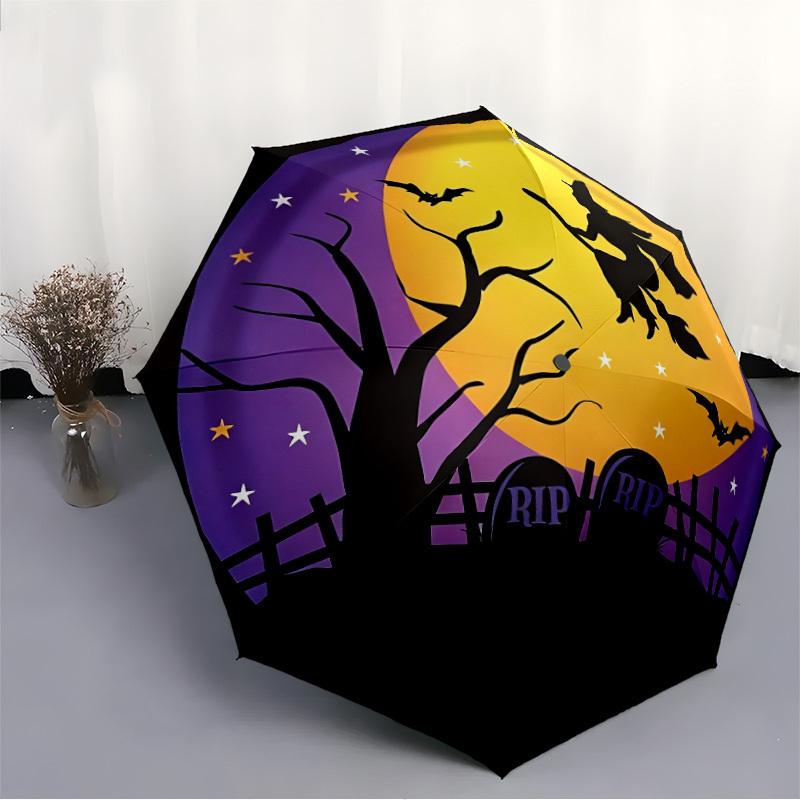 1pc Witch Moon Automatic Folding Umbrella - Design, Durable Iron Frame for Travel, Outdoor, Beach Fashion Accessory a0920011