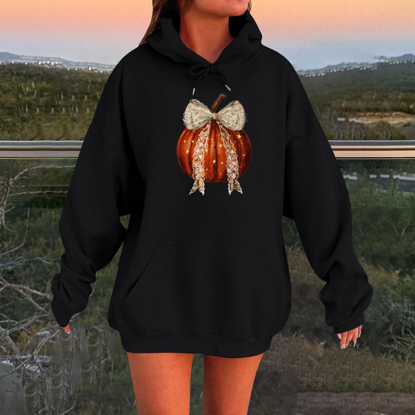 

Женский плюшевый свитшот с длинными рукавами оверсайз со спущенными плечами и капюшоном с принтом на Хэллоуин S чёрный