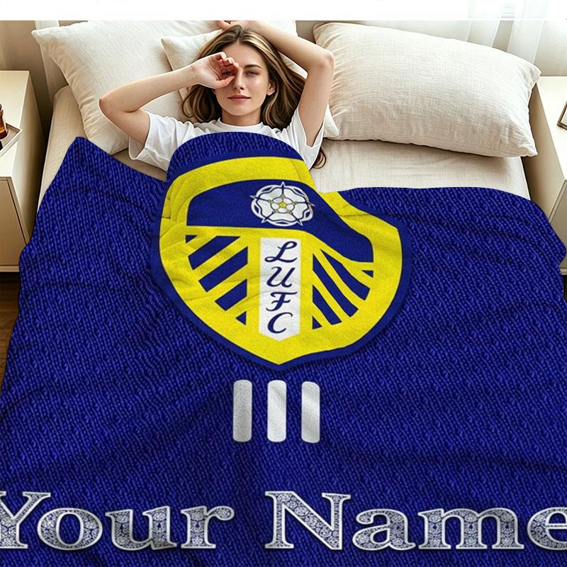 1PC Leeds United Custom Name Patterned Flannel Blanket Suitable For All Seasons for Home Decor Warmth and Comfort Gifts Holiday Present