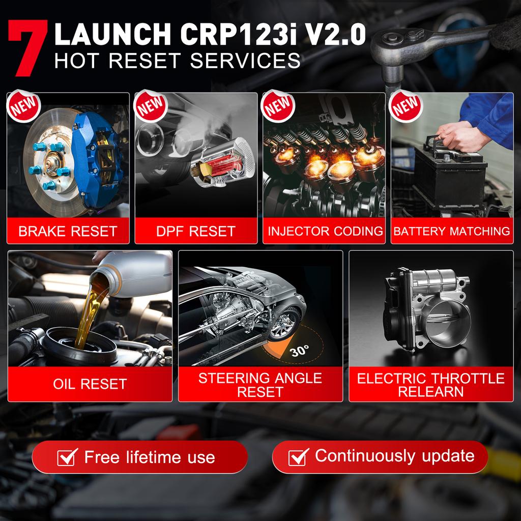 Launch CRP123I V2.0 Four System Auto Diagnostic Tool OBD2 Code Reader 12V Cars Scan Analyzer With 7 Resets