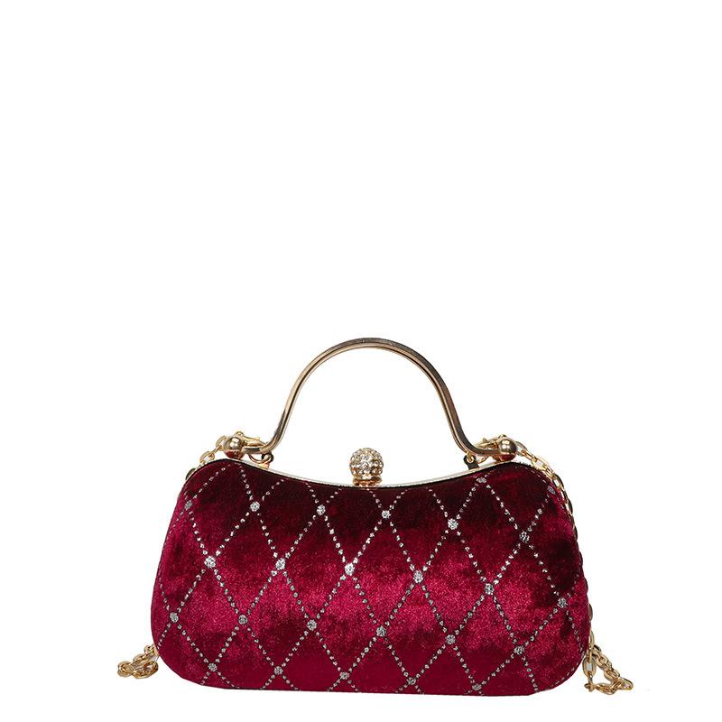 

Elegant Evening Bag Rhinestone Portable Clutch Suitable For Wedding Prom Dinner Party Hanbangs Velvet Mini Formal Bags
