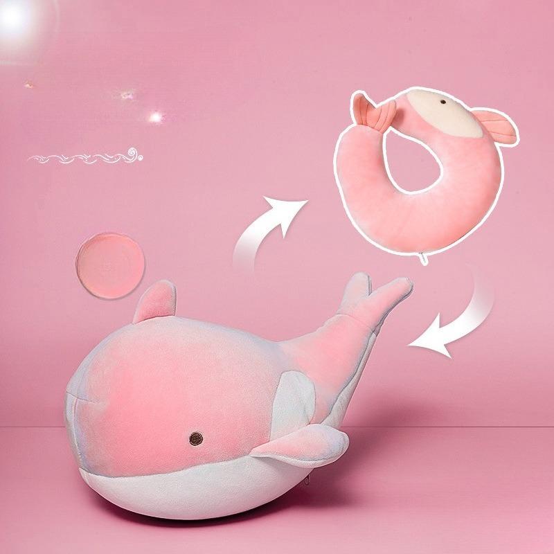 Bead Filled U Shaped Pillow 2 in 1 Transformable Neck Support for Office Nap Travel Plush Doll Cervical Combo Essential розовый