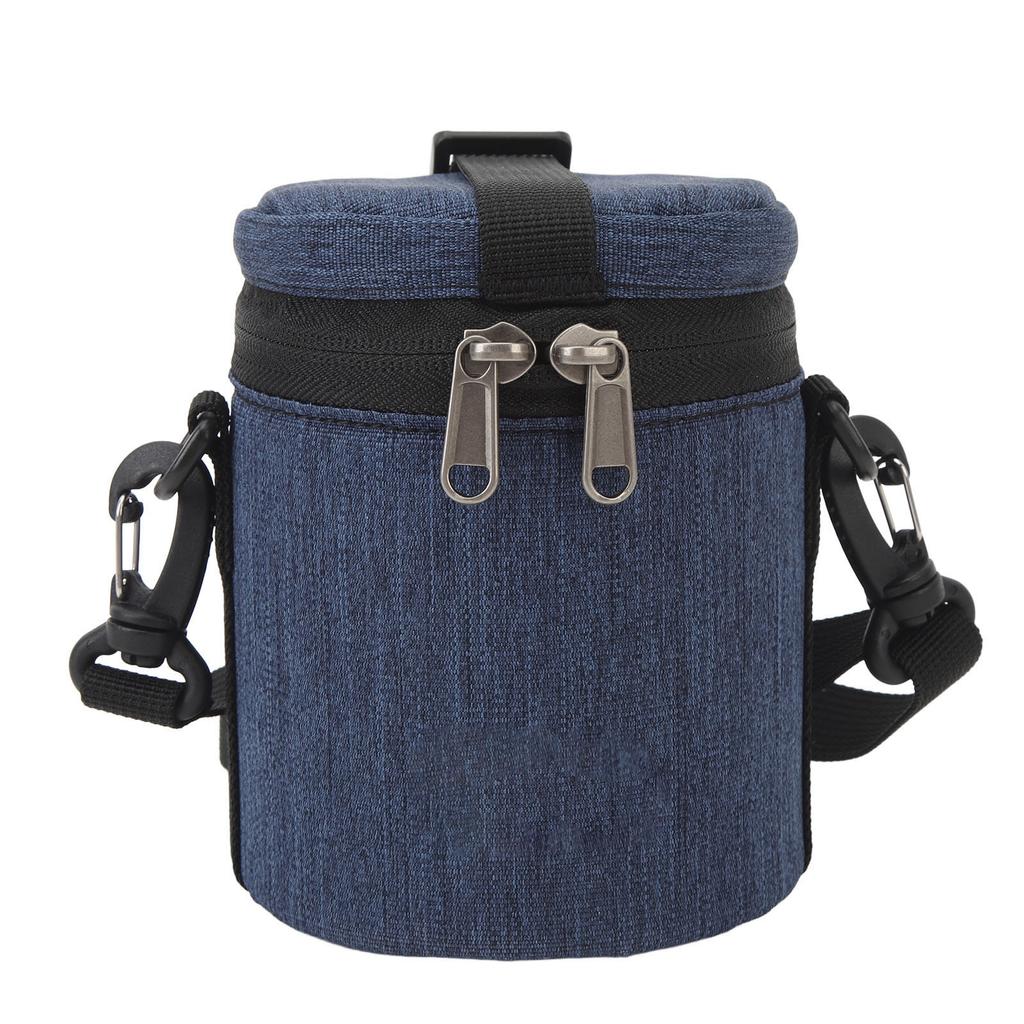 Camera Lens Case with Zippers Top Handle Adjustable Shoulder Strap Waterproof Lens Pouch Bag for Short Focal Length Lens