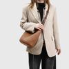 Borsa intrecciata a mano in pelle di mucca, Borsa a secchiello da donna di grande capacità, Borsa a tracolla crossbody casual per le vacanze