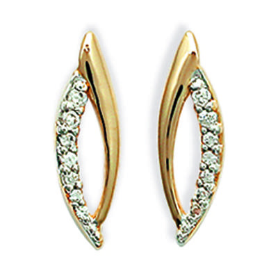 [F1296] - Gold Plated 'Darling' Earrings Golden White - 6x17 Mm