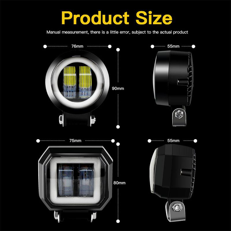 2PCS/1PCS Waterproof Round LED Angel Eyes Light Bar Portable Spotlights Motorcycle Offroad Car Truck Driving Boat Work Light