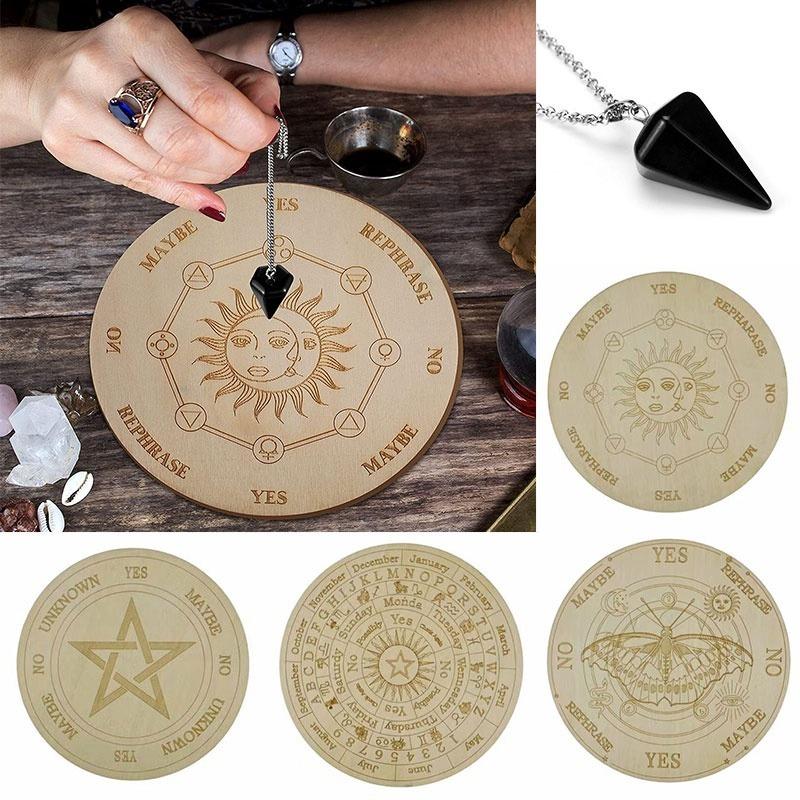 

Деревянная тарелка Алтарь Лозоходство Доска объявлений для гадания Маятниковая доска Метафизическая звезда Резные деревянные поделки