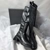 Autumn Winter New High-heeled Women's Boots, Square Toe Elastic Boots, Thick Heel Knee High Boots
