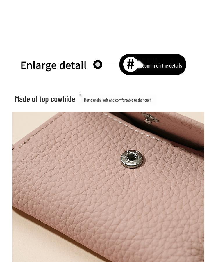 Lychee Pattern Ladies' RFID Genuine Leather Wallet - Japanese Style Cowhide Coin Purse