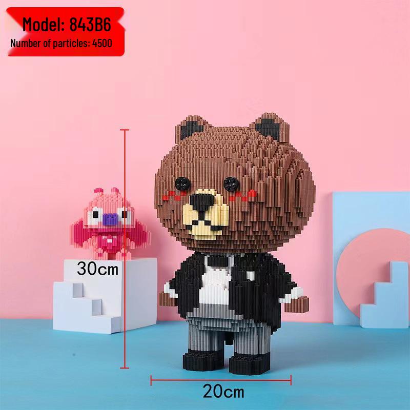 Girls' Compatible Lego: Violent Bear Building Block Series - Educational Micro-Block Interlocking Toys & Gifts