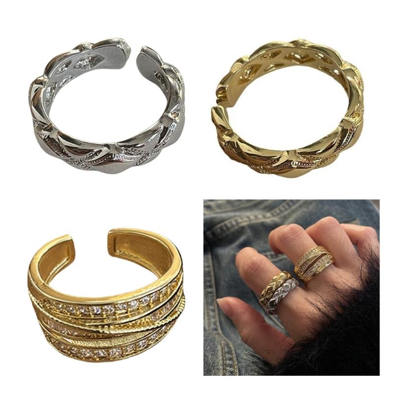 Elegant Gold and Silver Stackable Rings Set for Women 14K Gold Plated with Zirconia Portable for Everyday Wear