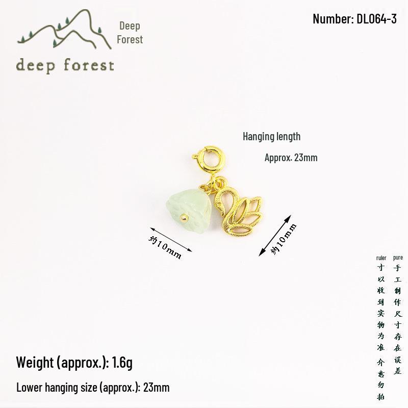 Gold-Plated Fu Character Pendant: Imitation Hetian Jade Lotus Pod Spring Clasp Lapel/Bracelet Charm