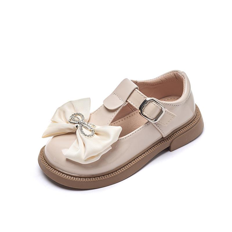Girls Loafers Children Fashion Leather Shoes T-Strap Cute Bow Round-toe Hook & Loop Kids Casual Shoes Drop Shipping Korean Style