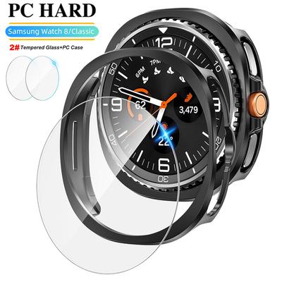 Glas+PC Uhrengehäuse Für Samsung Galaxy Watch 8 40mm 44mm 8 Classic 46mm Hohl Hart Schutz Für Galaxy Classic 8 Zubehör