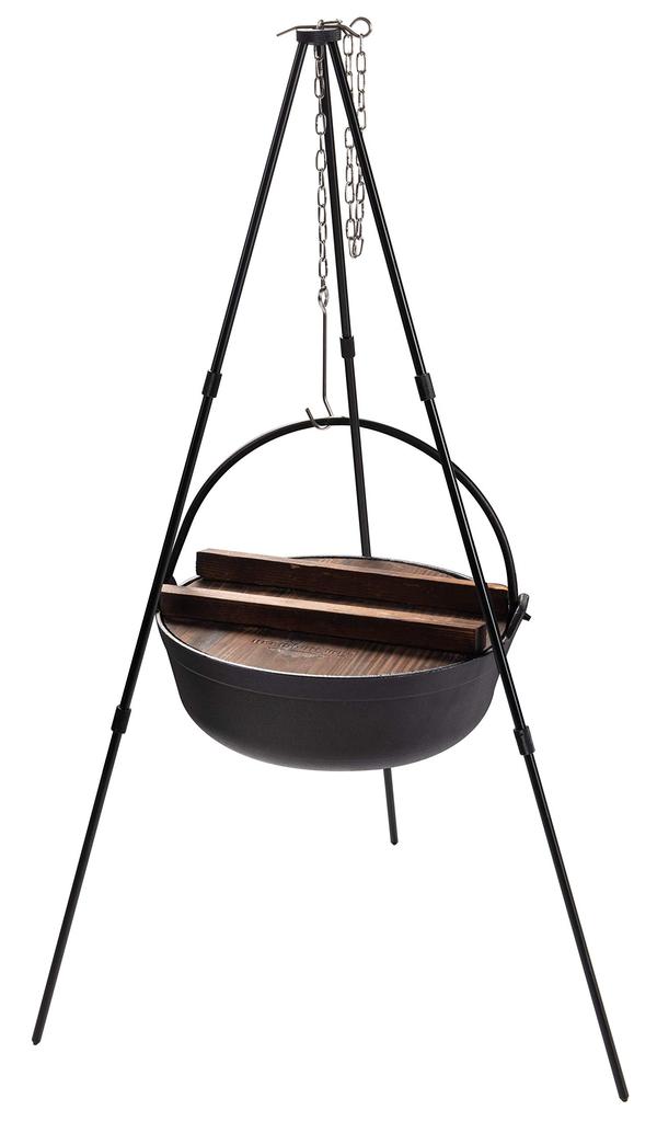 CAMPING MOON Tripod M, 3-Tier Folding Campfire Tripod, 15kg Max Weight Capacity, Storage Case Included, Black Gear, MS-080-BK