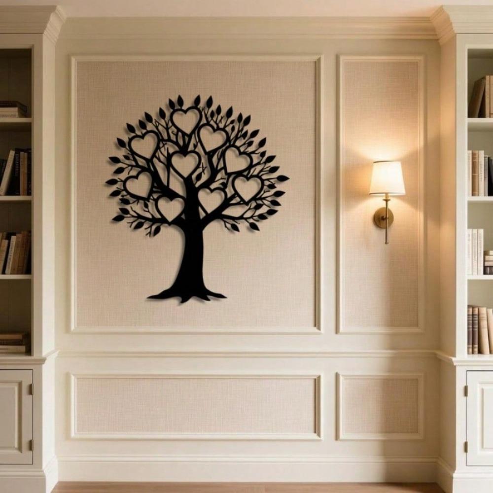 Heavy Iron Metal Wall Art Tree with Heart Holes Indoor Outdoor Home Decor Wedding Valentine Halloween Christmas Gift