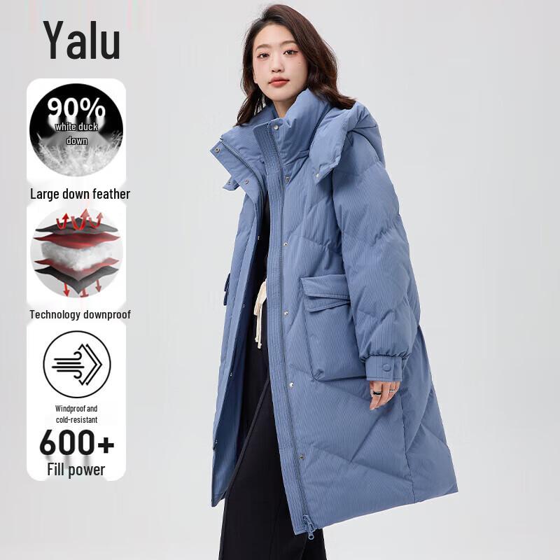 Yalu Women's Mid-Length 90% Duck Down Winter Hooded Padded Coat