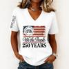 Women’s Fashion Casual Short Sleeve V Neck Pullover Top with 1776 and We the People 250 Years Graphic Print for Everyday Wear