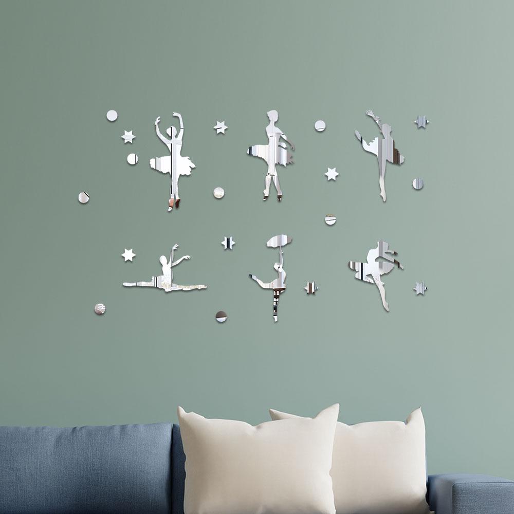 Ballet Girl Acrylic Mirror Wall Sticker for Kids' Room or Dance Studio