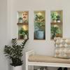 Artificial Green Plant Potted Plant Three-panel Painting, Background Beautification and Decorative Wall Stickers for Living Room and Dining Room
