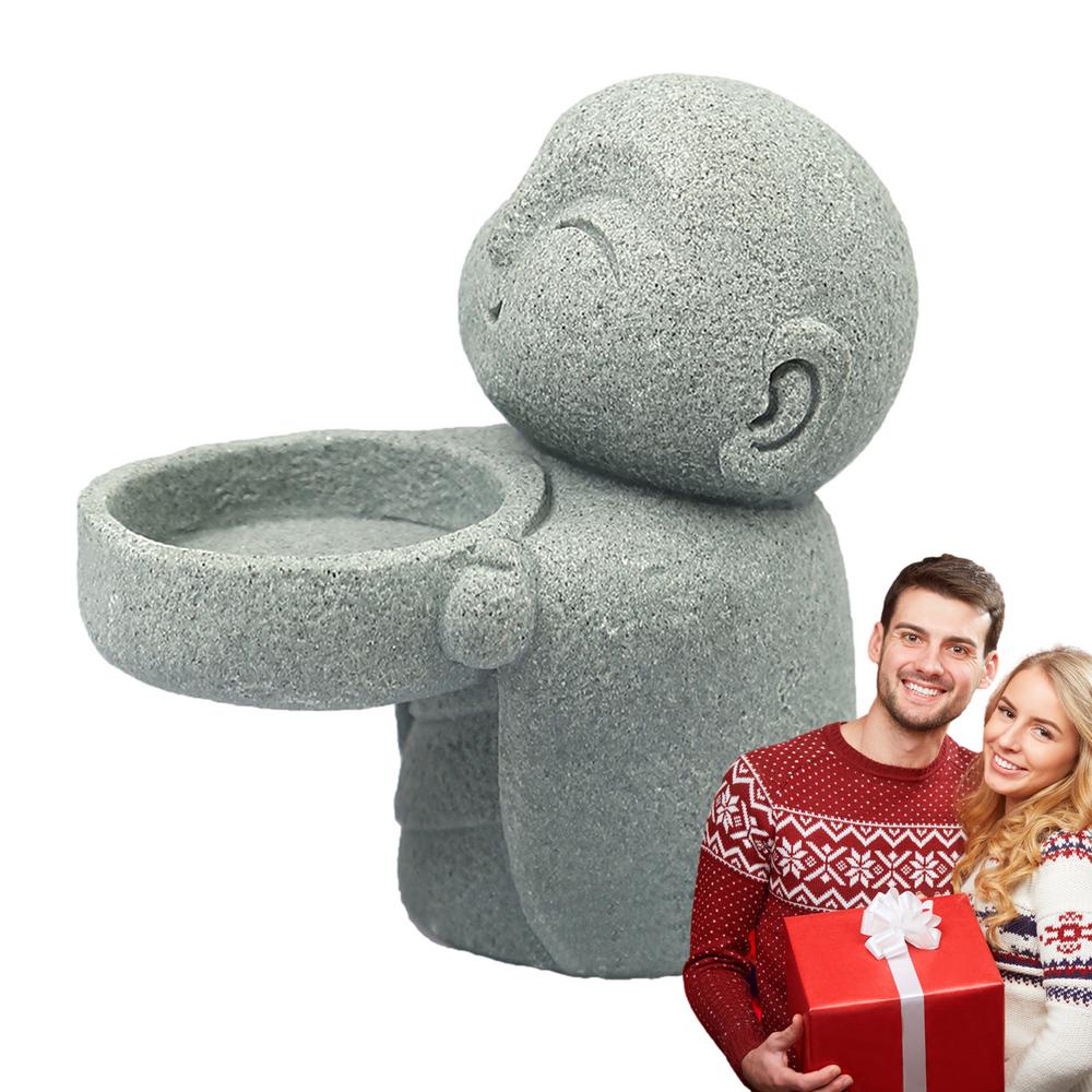 Minimalistischer Buddha Statue Kerzenständer Niedlicher Kleiner Mönch Harz Buddha Figur Dekorative Sammlung Teelichthalter