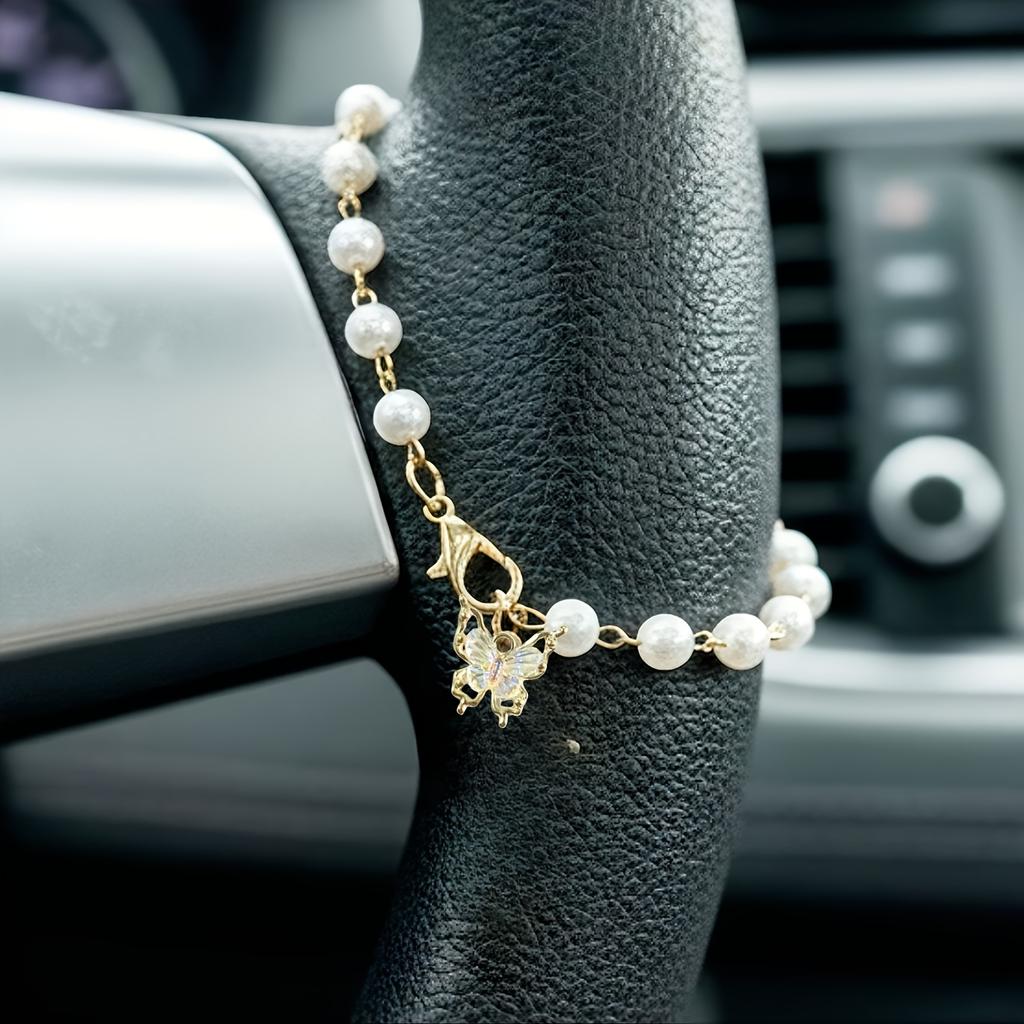Creative Butterfly Car Direction Sign Decoration, Shiny Bow Hanging Car Rearview Mirror Decoration Pendant