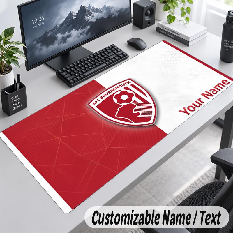Custom Name Text Mouse Pad Bournemouth Football Personalized Desk Pad For Work And Gaming