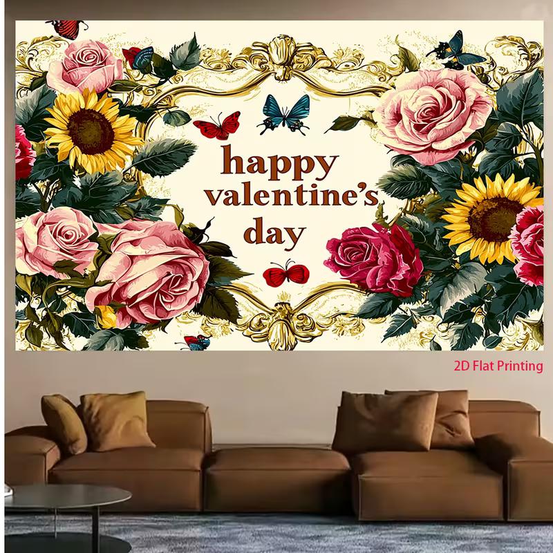 2D Cheerful Happy Birthday Backdrop with Flowers, Balloons and a Blue Sky