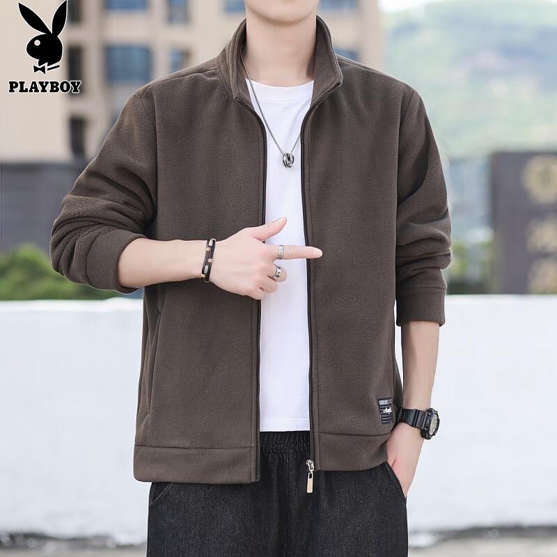 PLAYBOY Men's Stand Collar Fleece Jacket