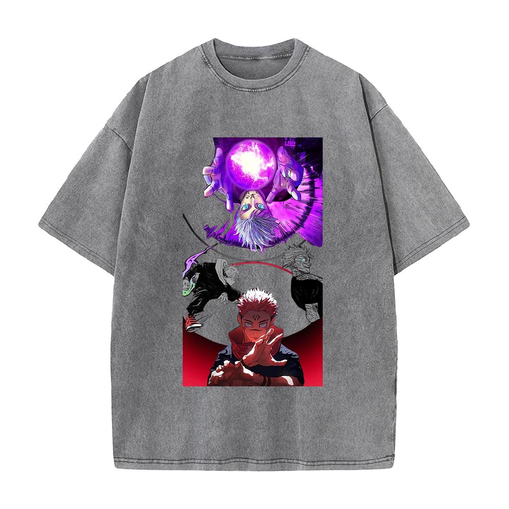 Gojo Satoru Ryomen Sukuna Jujutsu Kaisen Graphic T Shirt Men Women Cotton Tshirts Vintage Washed Tee Harajuku Oversized T-shirt