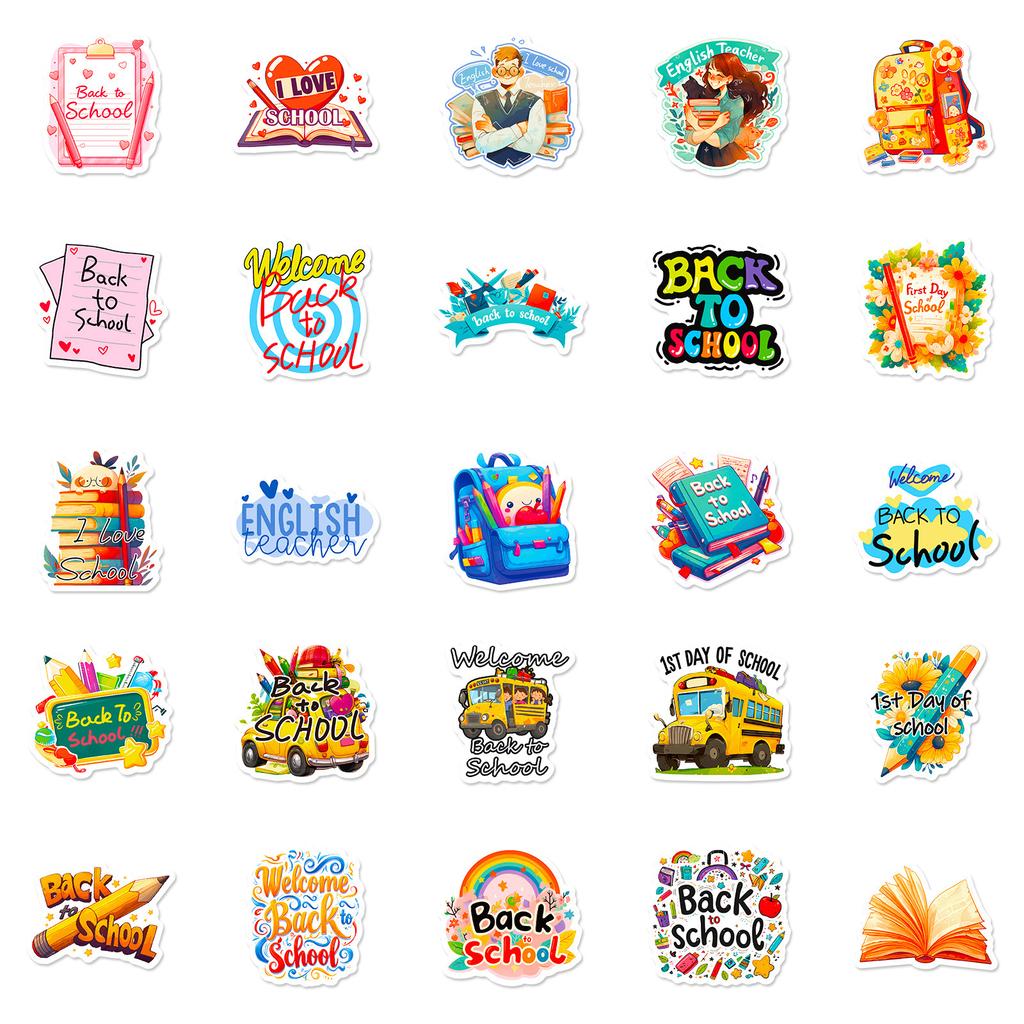 50 School Season Text Decorative Stickers English Love Learning Graffiti Stickers Diy Luggage Notebook