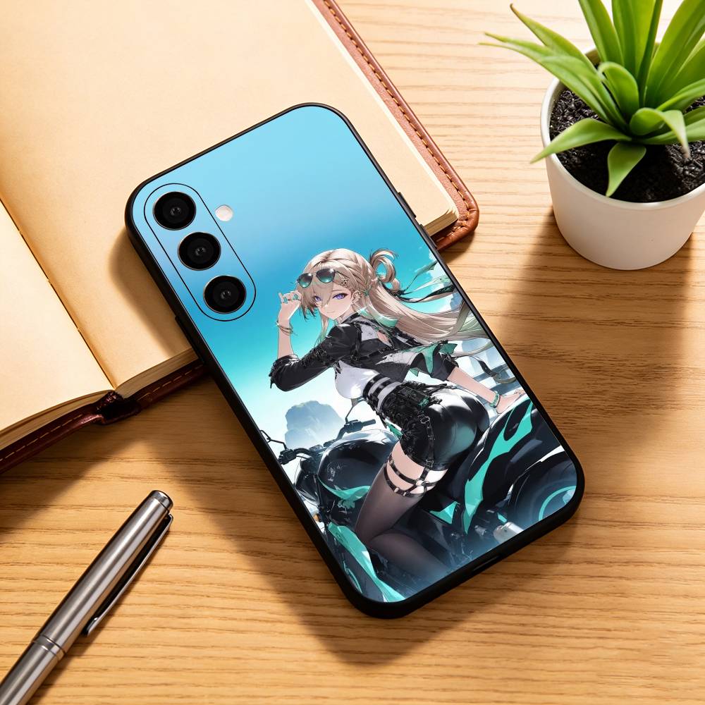 

L-Lynae W-Wuthering Waves Phone Case Black Silicone Soft For Samsung Galaxy A73,A72,A71,A70,A53,A52,A51 Samsung a22 4g