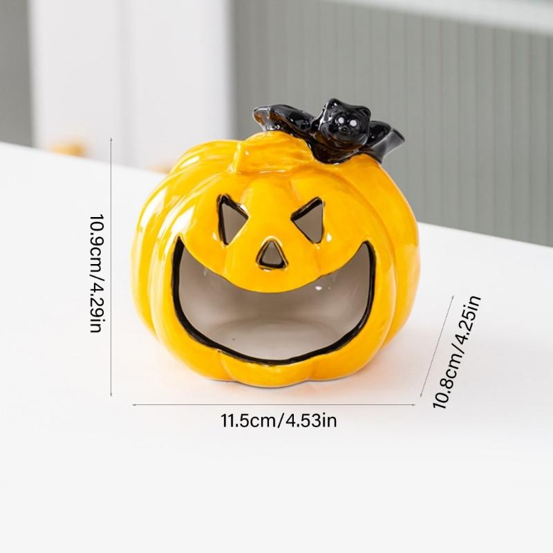 Halloween Candle Holders Tealight Votive Candle Holders with Grimaces,Pumpkin Lanterns Decorative Halloween Centerpieces