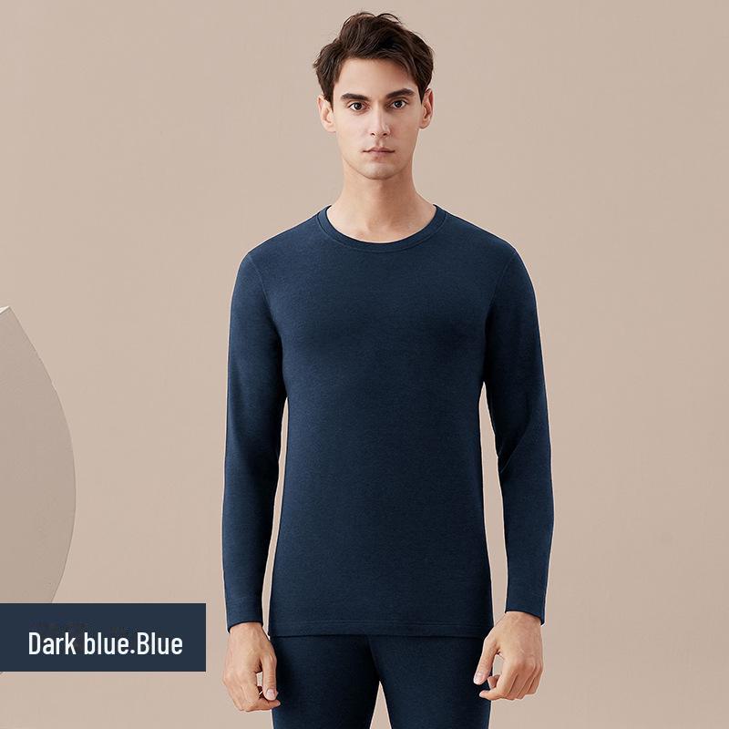 Carsonland Men's Wool Thermal Underwear Set with Mid-Collar and Velvet Lining for Winter
