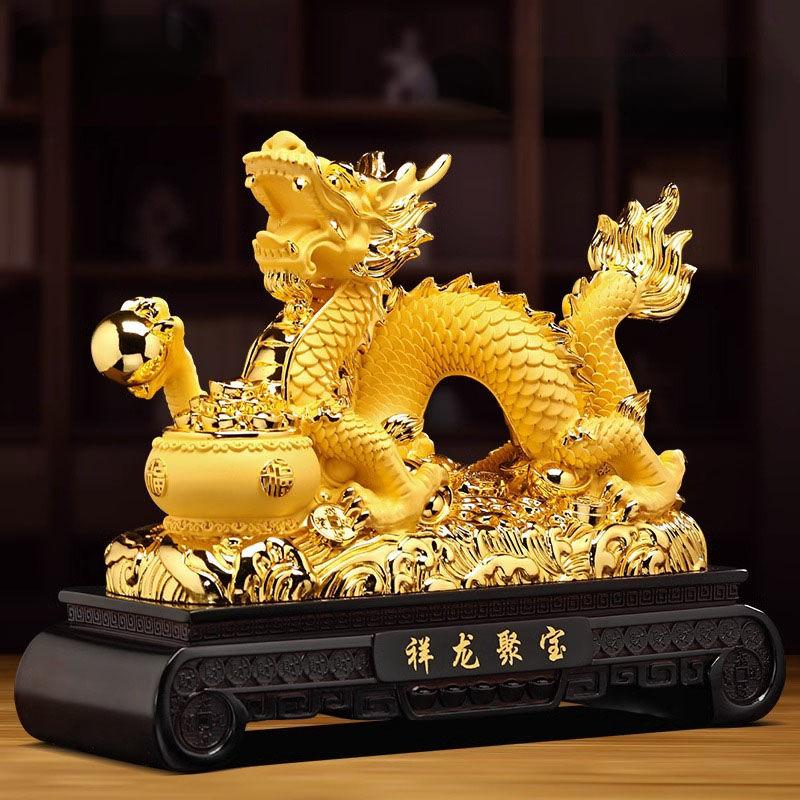 Fengshui Goldener Drache Ornamente Ziehen Reichtum und Wohlstand an Wohnzimmer Foyer TV-Schrank Bürodekoration Eröffnungsgeschenk