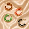 Low Saturation Minimalist Retro Round Hoop Earrings - Stainless Steel & Multi-color Resin